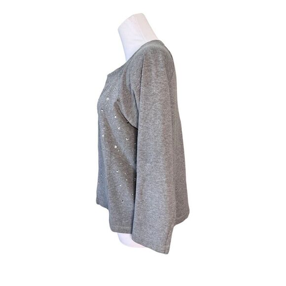 Weekends + Chico's French Terry Gray Sweatshirt 1=M=8/10 Minimalist Casual - Picture 2 of 12